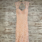 PINK LACE LONG EVENING GOWN