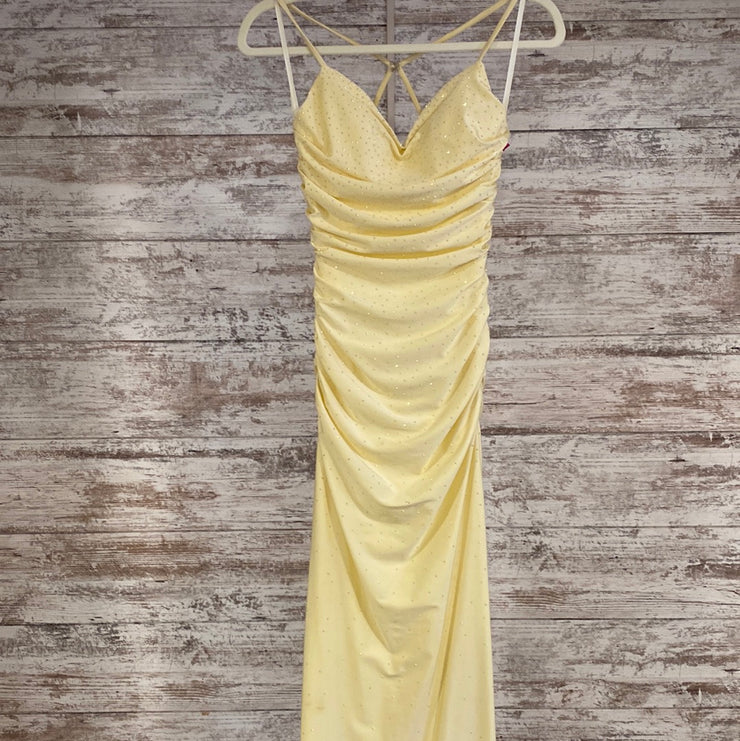 YELLOW SPARKLY LONG DRESS