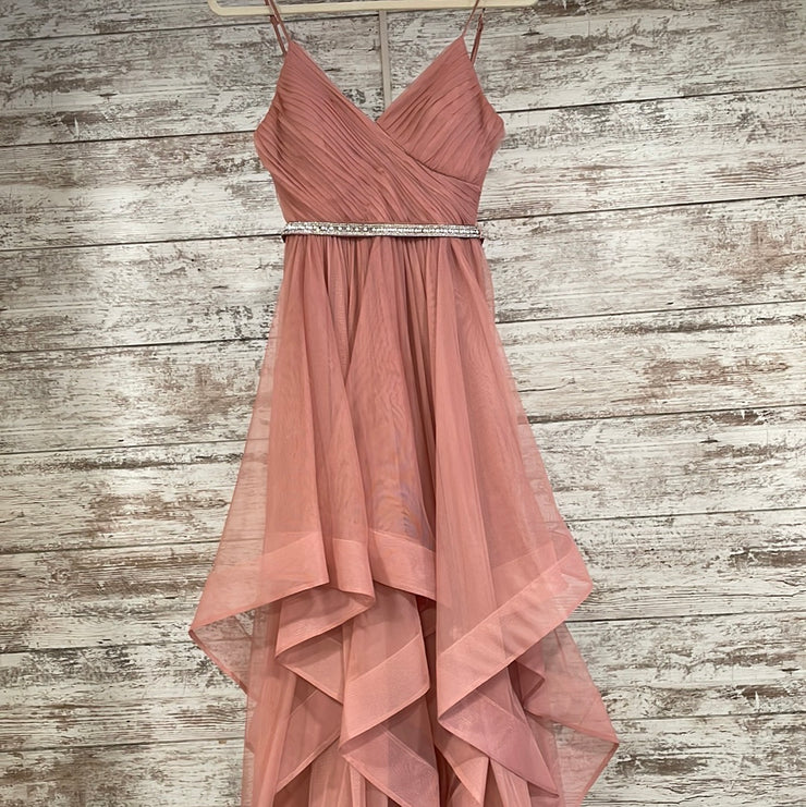 BLUSH LAYERED A LINE GOWN