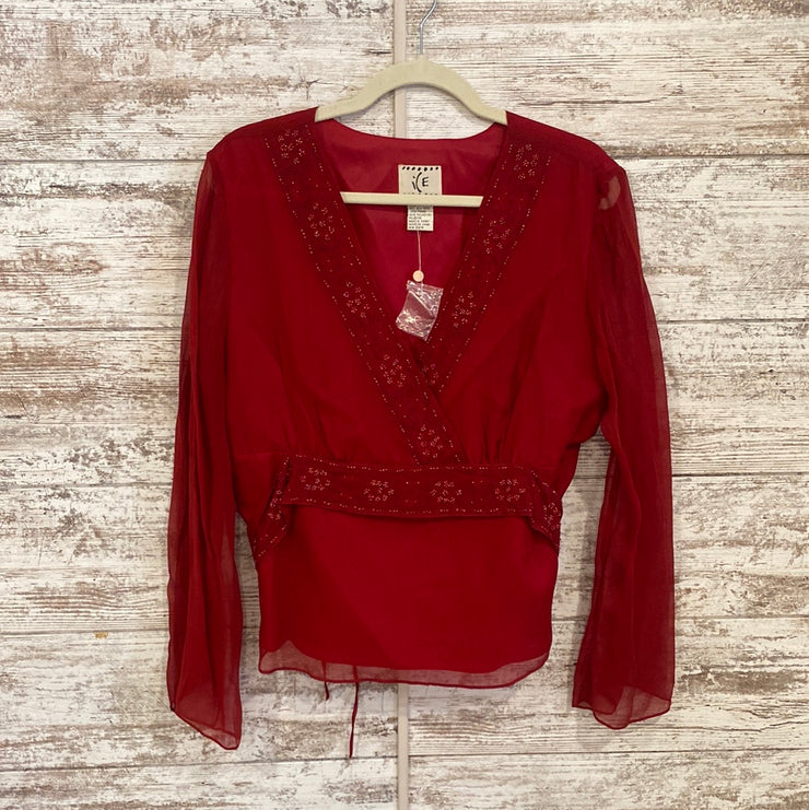 RED 100% SILK TOP - NEW