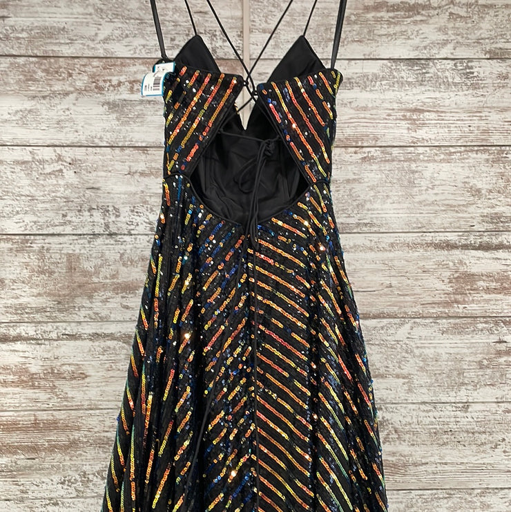 BLACK/COLORFUL A LINE GOWN-NEW