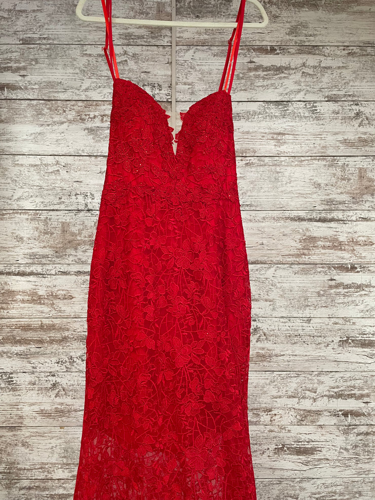 RED LACE LONG DRESS (NEW)
