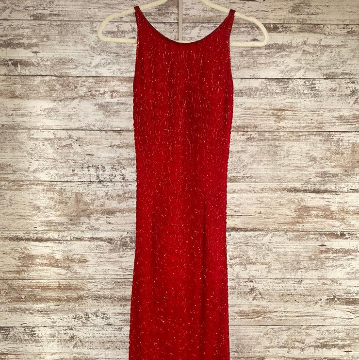 RED SPARKLY LONG EVENING GOWN