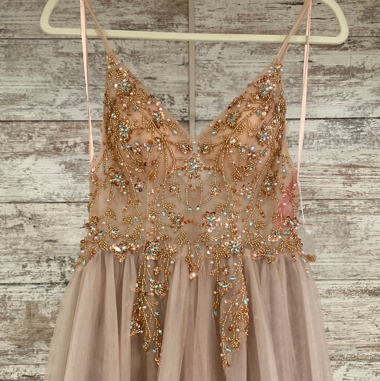 BLUSH/SPARKLY A LINE GOWN