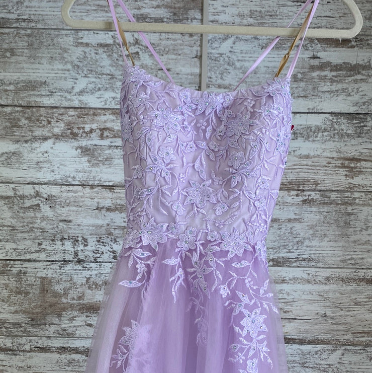 LAVENDER/FLORAL A LINE GOWN