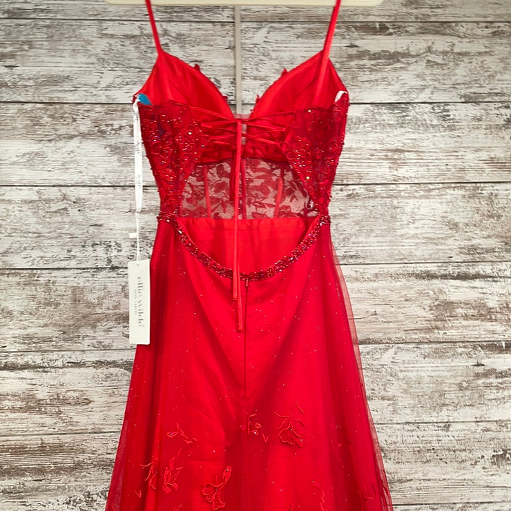 RED/FLORAL A LINE GOWN (NEW)