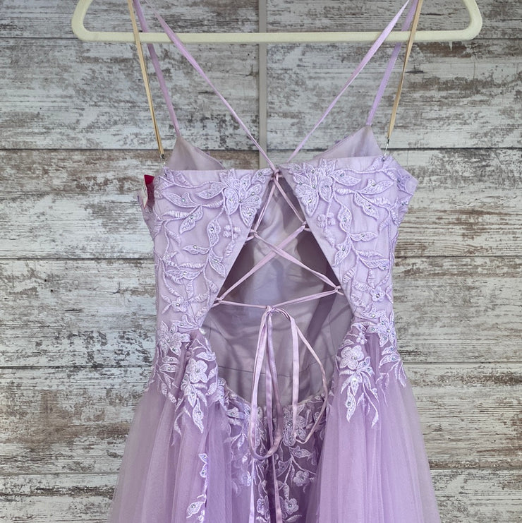 LAVENDER/FLORAL A LINE GOWN