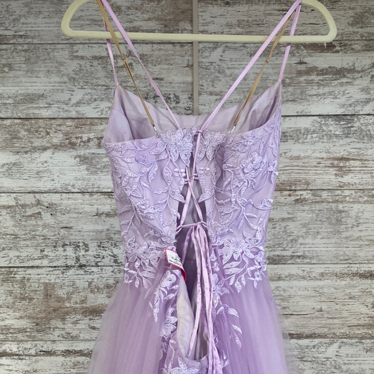 LAVENDER/FLORAL A LINE GOWN