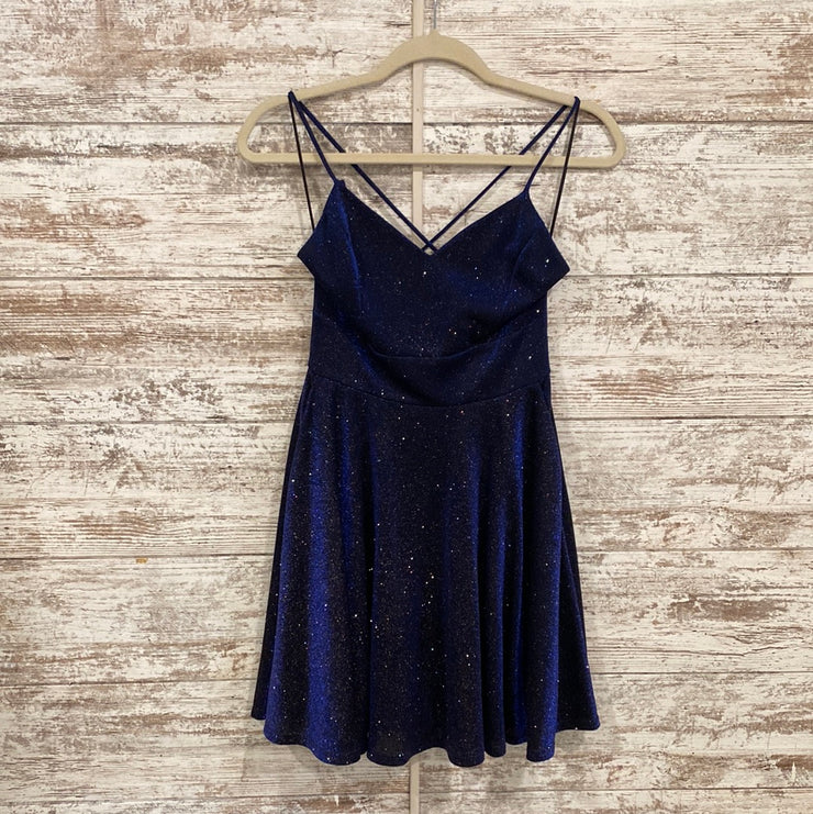 NAVY SPARKLY SHORT DRESS
