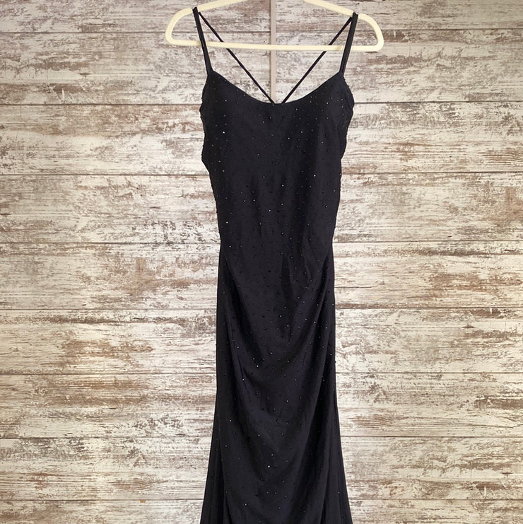 BLACK SPARKY LONG EVENING GOWN