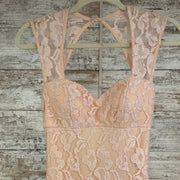 PINK LACE LONG EVENING GOWN