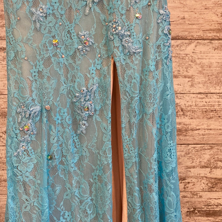 TURQUOISE LACE LONG GOWN