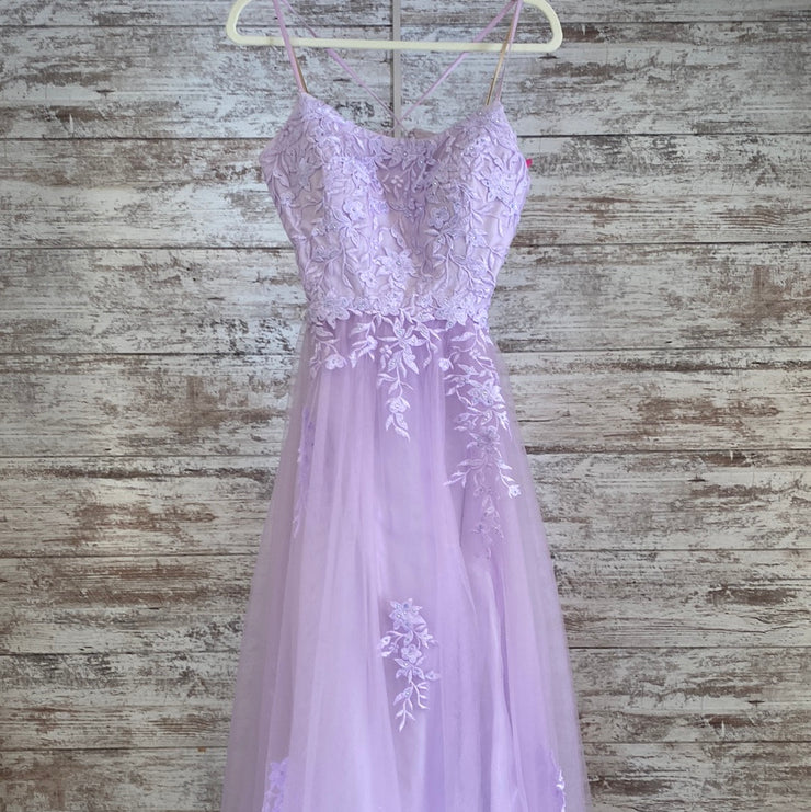 LAVENDER/FLORAL A LINE GOWN
