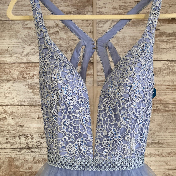 BLUE RUFFLED PRINCESS GOWN