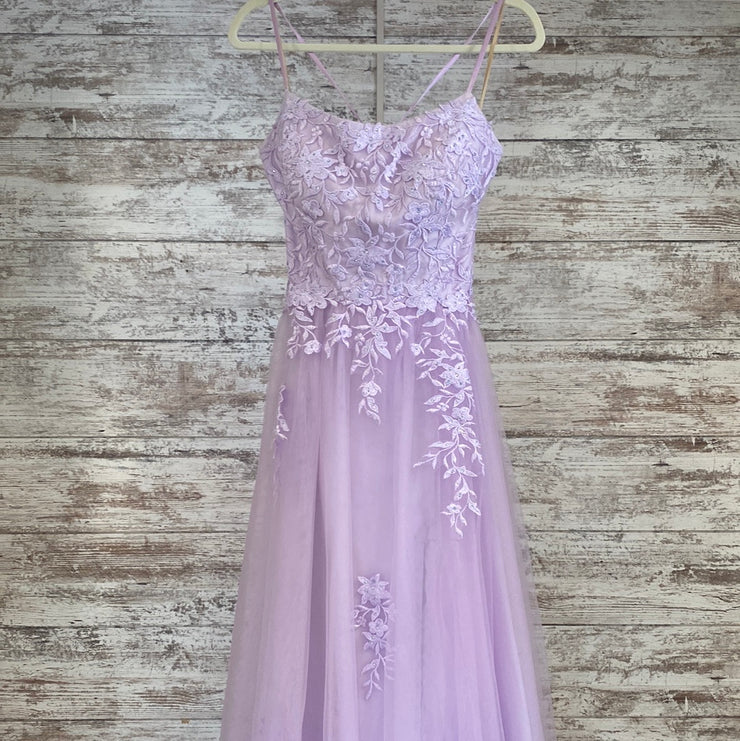 LAVENDER/FLORAL A LINE GOWN