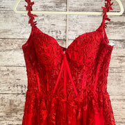 RED/FLORAL A LINE GOWN