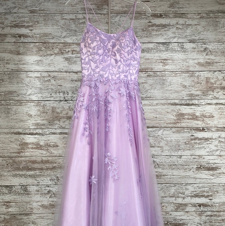 LAVENDER/FLORAL A LINE GOWN
