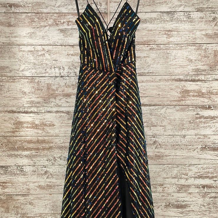 BLACK/COLORFUL A LINE GOWN-NEW