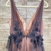 GRAY/PINK A LINE GOWN