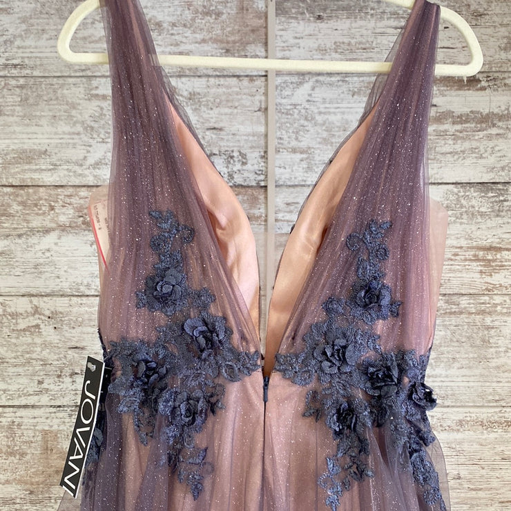 GRAY/PINK A LINE GOWN