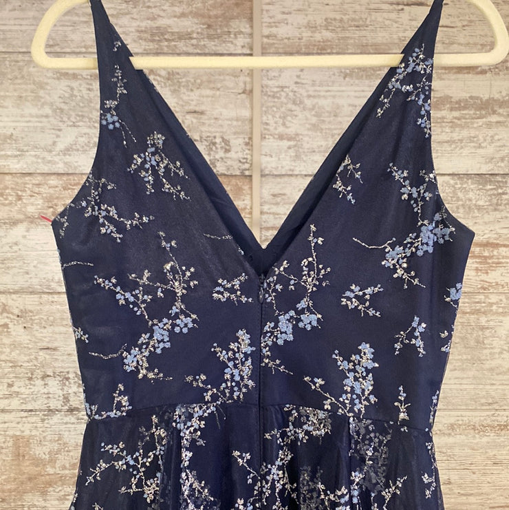 NAVY/SILVER SPARKLY A LINE GOW