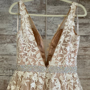 IVORY/WHITE FLORAL A LINE GOWN