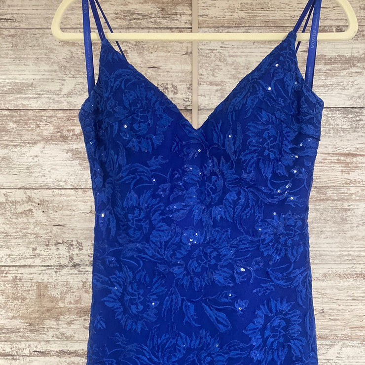 ROYAL BLUE/FLORAL MERMAID GOWN