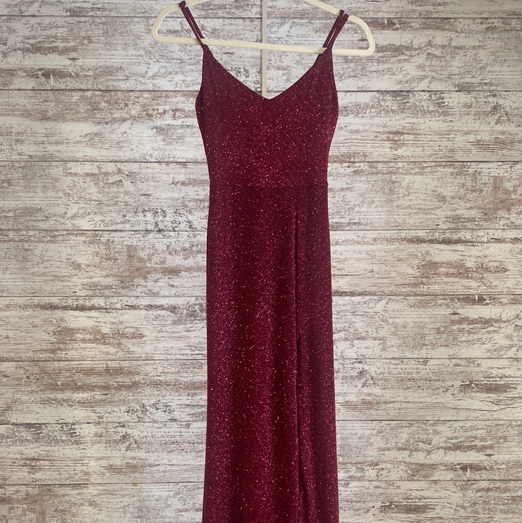 BURGUNDY SPARKLY LONG DRESS