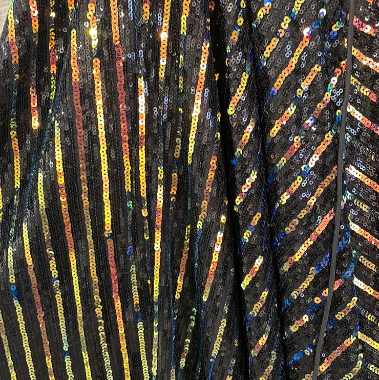 BLACK/COLORFUL A LINE GOWN-NEW