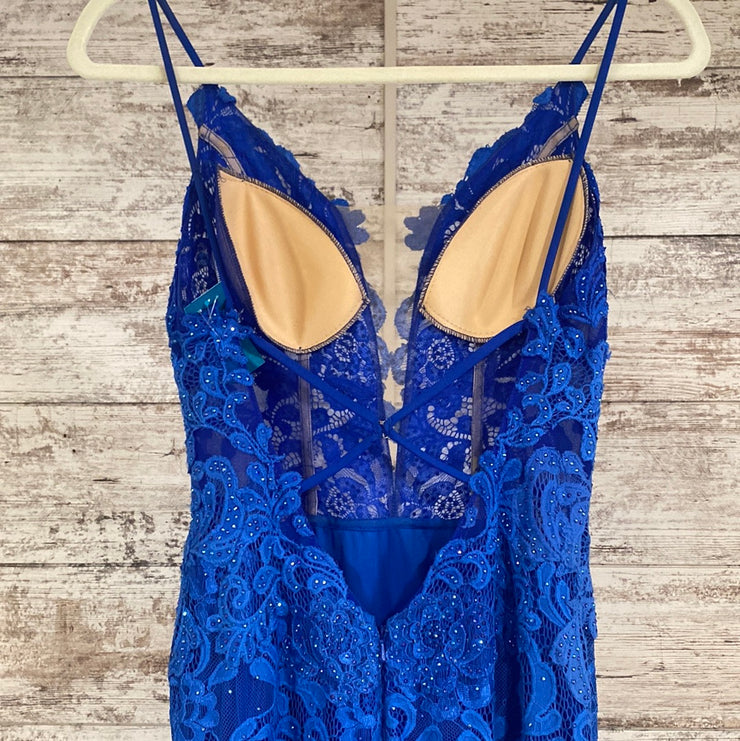 ROYAL BLUE LACE LONG DRESS