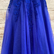 ROYAL BLUE SPARKLY A LINE GOWN