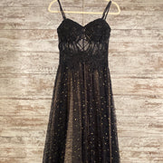 BLACK/GOLD SPARKLY A LINE GOWN