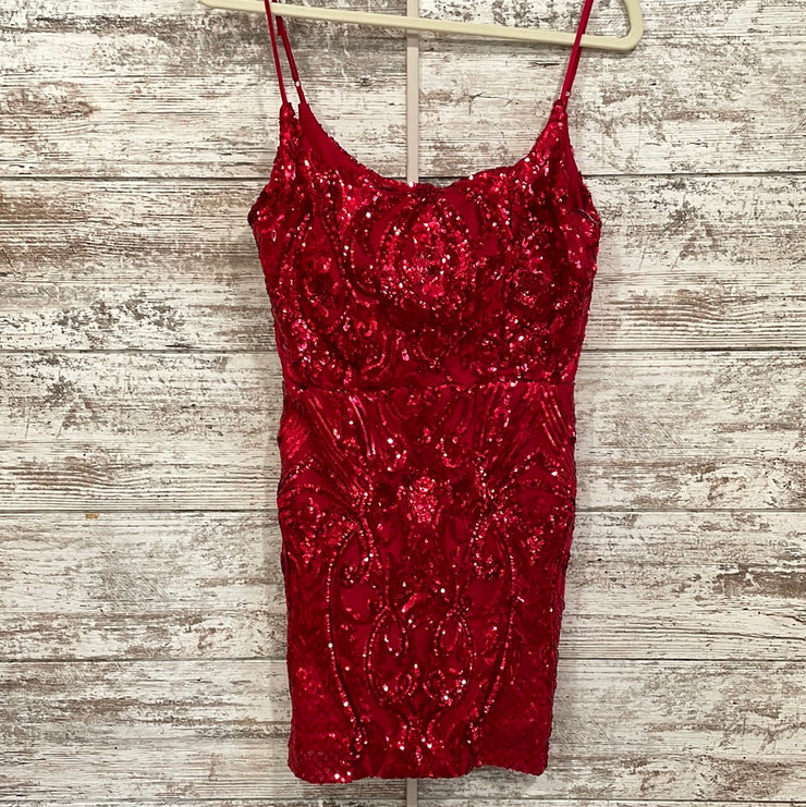 RED SEQUIN SHORT DRESS (NEW)