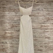 WHITE FULL SEQUIN LONG DRESS