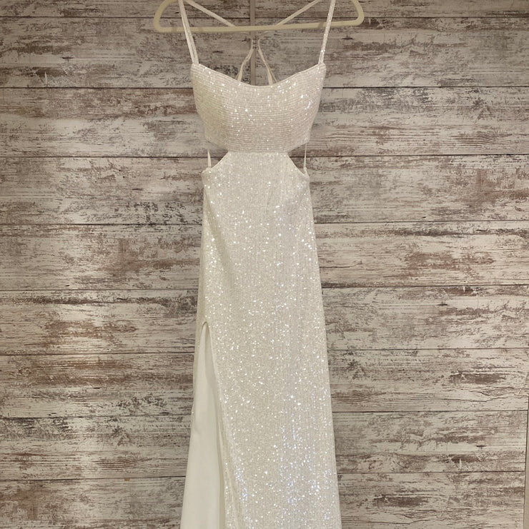 WHITE FULL SEQUIN LONG DRESS