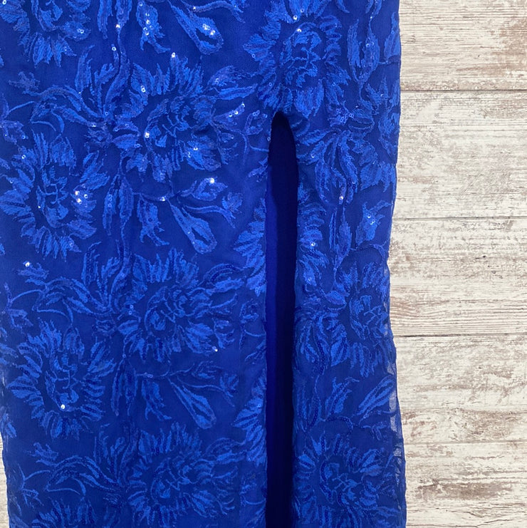 ROYAL BLUE/FLORAL MERMAID GOWN