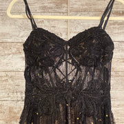 BLACK/GOLD SPARKLY A LINE GOWN