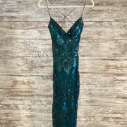 GREEN/SEQUIN LONG EVENING GOWN