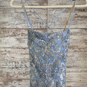 BLUE SEQUIN LONG EVENING DRESS