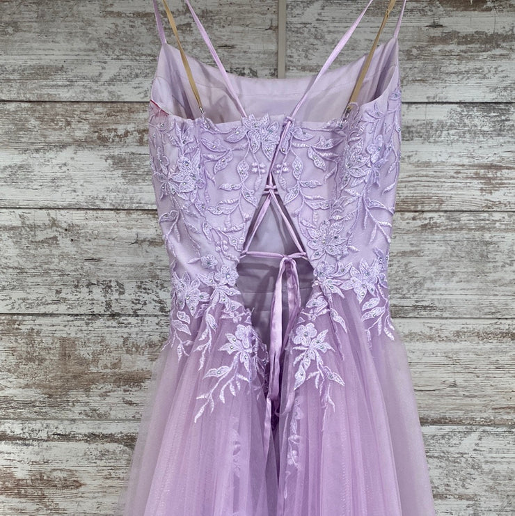 LAVENDER/FLORAL A LINE GOWN