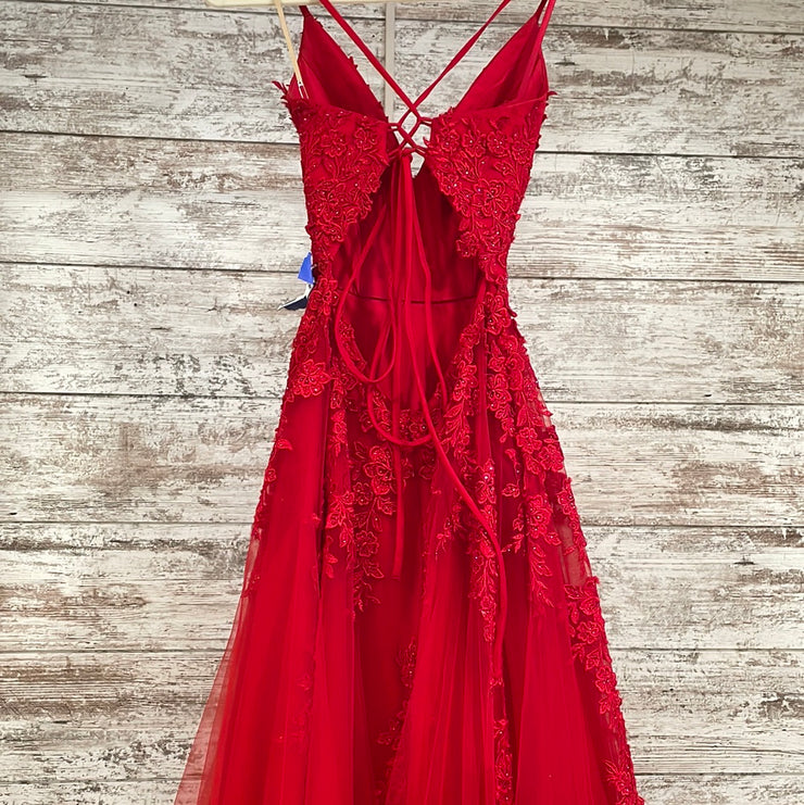 RED/FLORAL A LINE GOWN