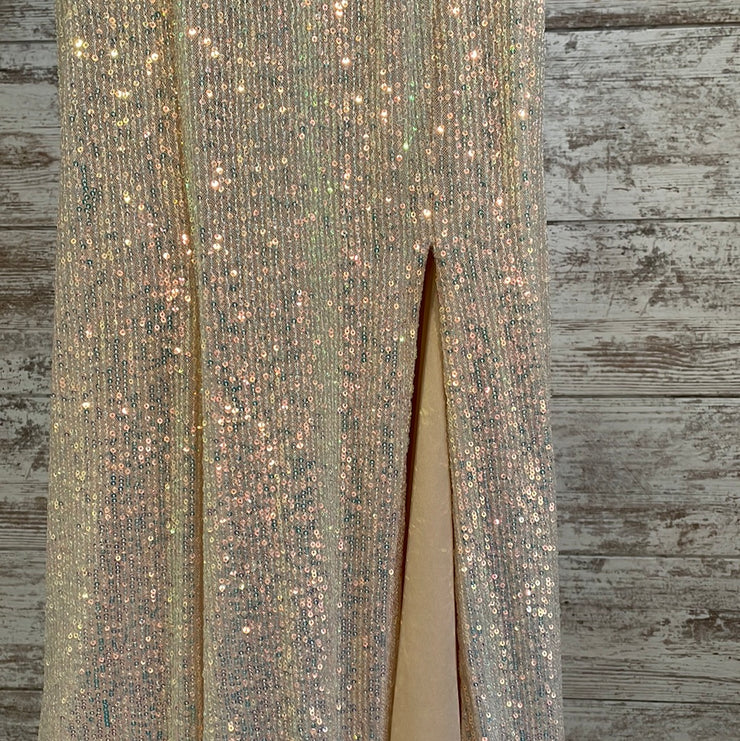 TAN/PINK SPARKLY LONG DRESS