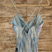 BLUE SPARKLY LONG EVENING GOWN