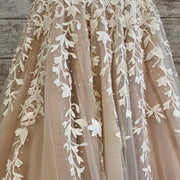 IVORY/WHITE FLORAL A LINE GOWN