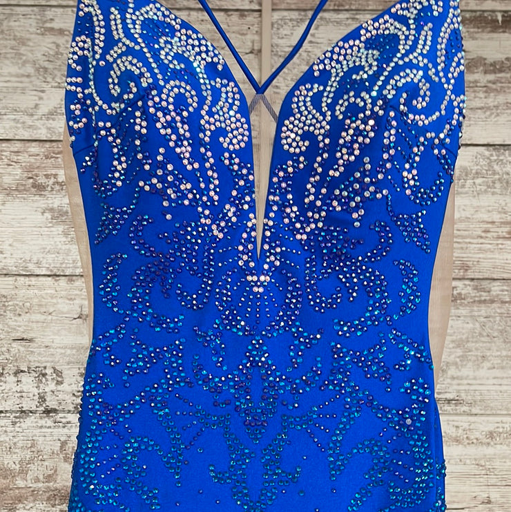 ROYAL BLUE GEMMED LONG DRESS