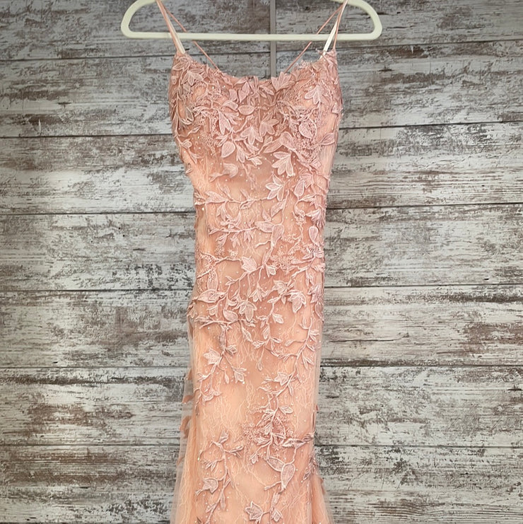 PEACH LACE MRMAID GOWN (NEW)
