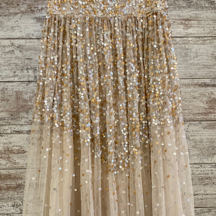 GOLD SEQUIN A LINE GOWN