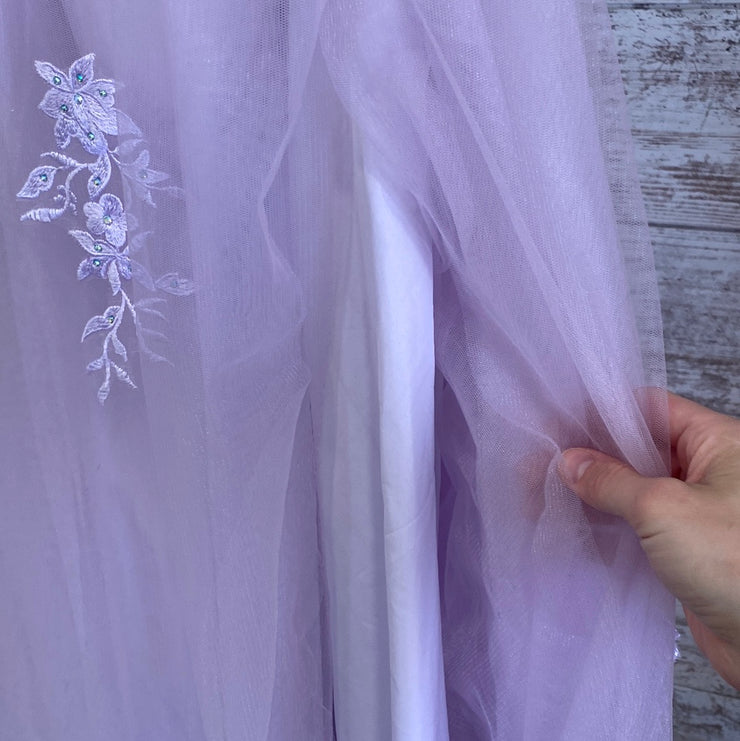 LAVENDER/FLORAL A LINE GOWN