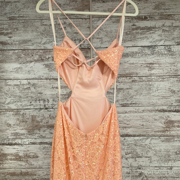 PEACH LACE LONG DRESS (NEW)