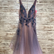 GRAY/PINK A LINE GOWN